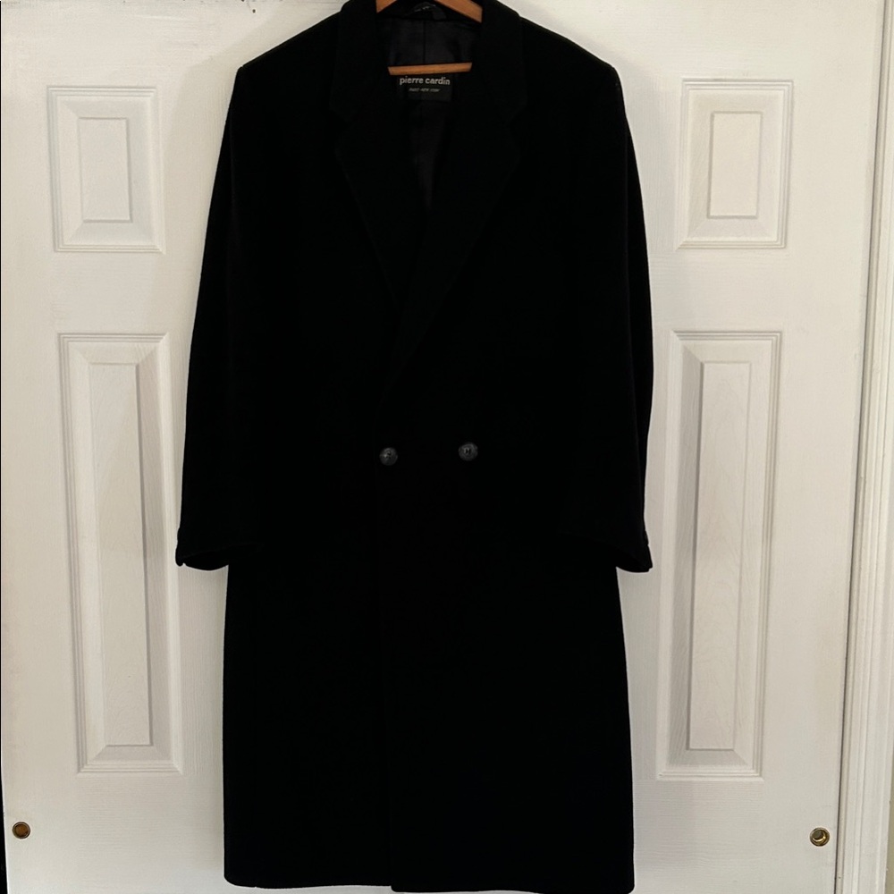 Pierre Cardin Men's Classic Black Wool Dress Coat Size M